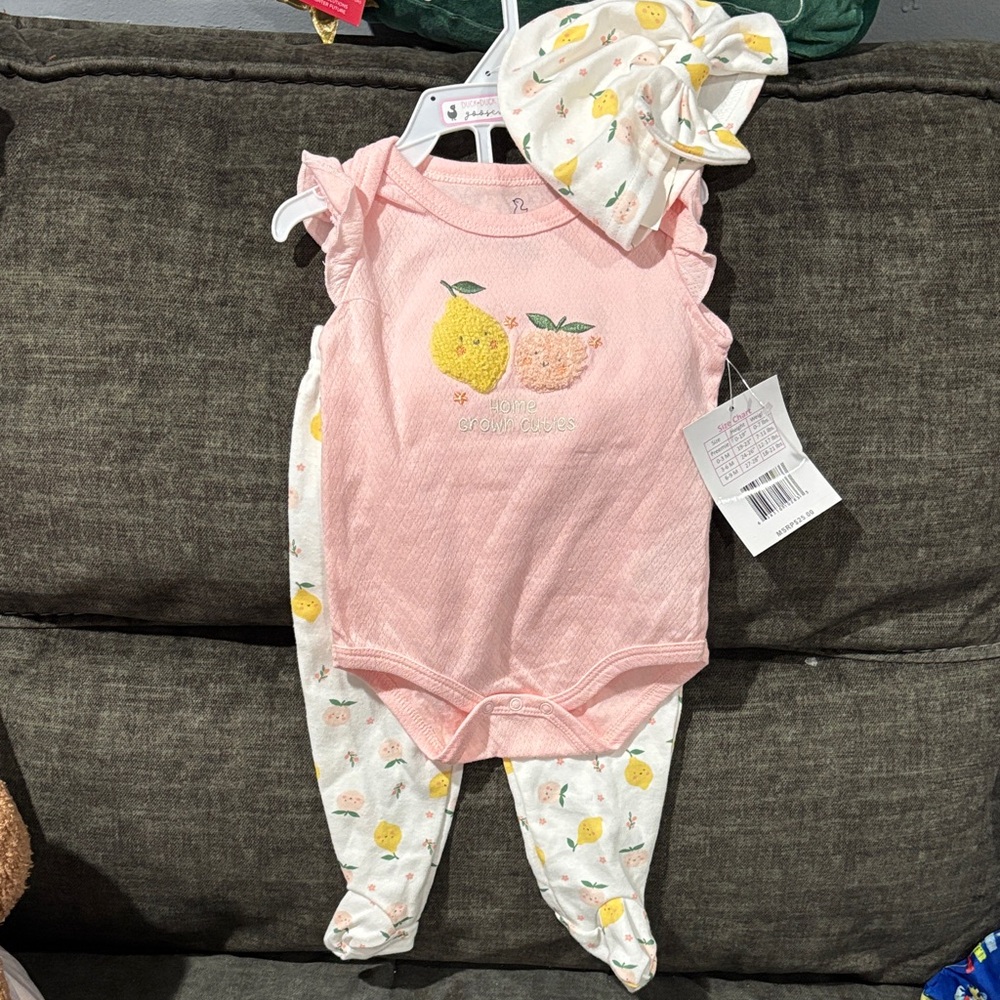 Pink Baby Outfit with Lemon Design